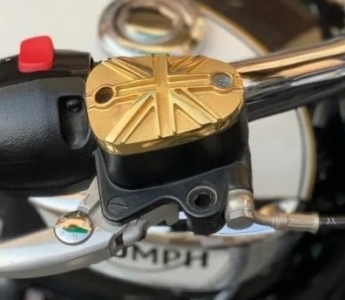 brass Union Jack brake pump cover for Triumph - 1